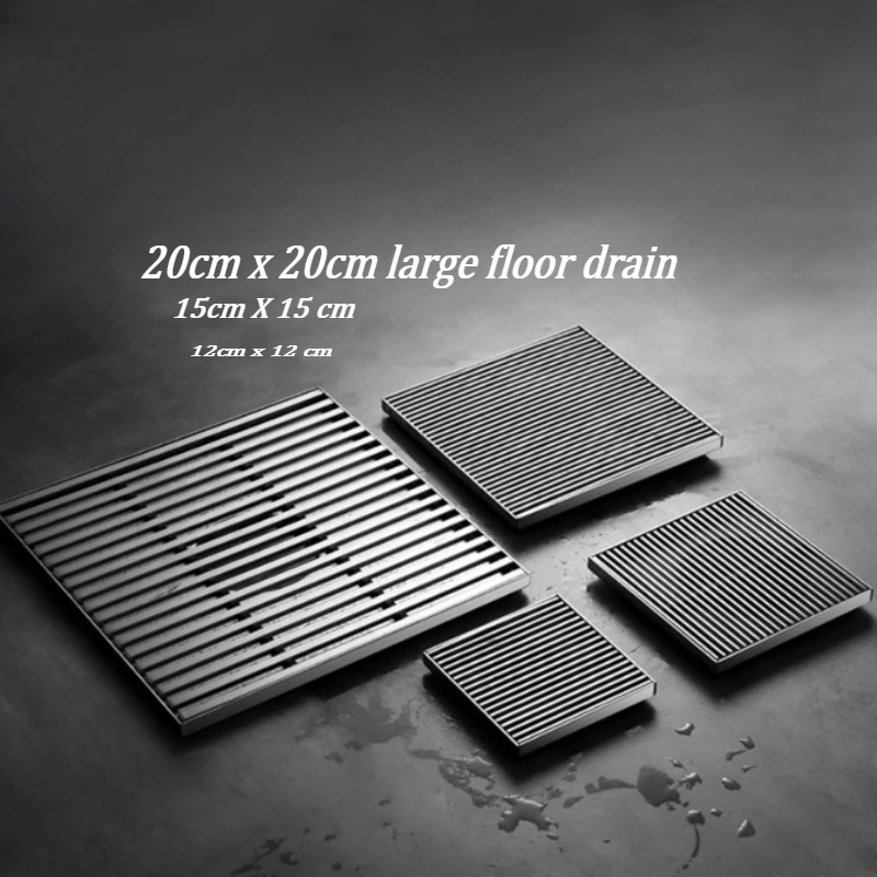 Solid Thickened SUS Stainless Steel Square Anti-odor Floor Drain 10/12/15/20cm Large Drain for Bathroom Hotel  S Home Use