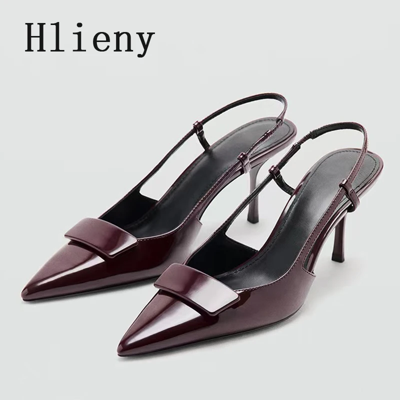 

Hlieny Elegant Pointed Toe Patent Leather Women Pumpd Sexy Slingbacks High Heels Mules Sandals Ladies Party Dress Stiletto Shoes