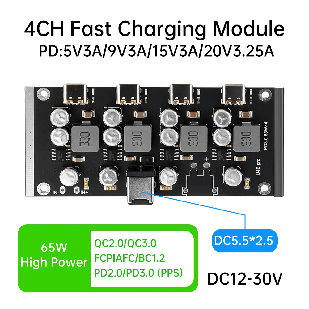 PD65W Fast Charging Module USB Type-C Interface Power Adapter Charger Circuit Board Support PD3.0/2.0 QC3.0/2.0 FCP AFC