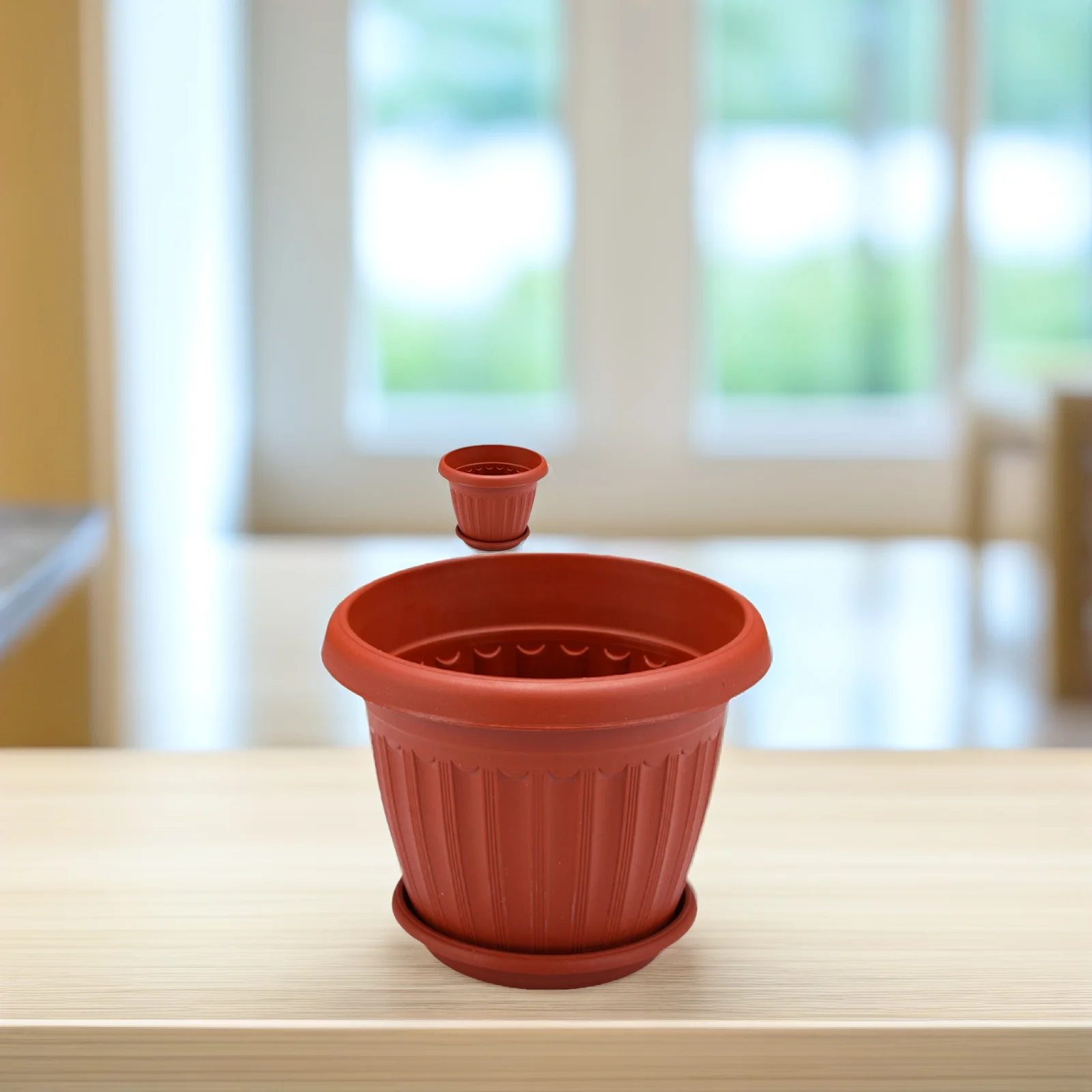

5 Sets Thickened Seedling Pot Garden Planter Pots for Outdoor Plants Plastic Nursery Planters Red