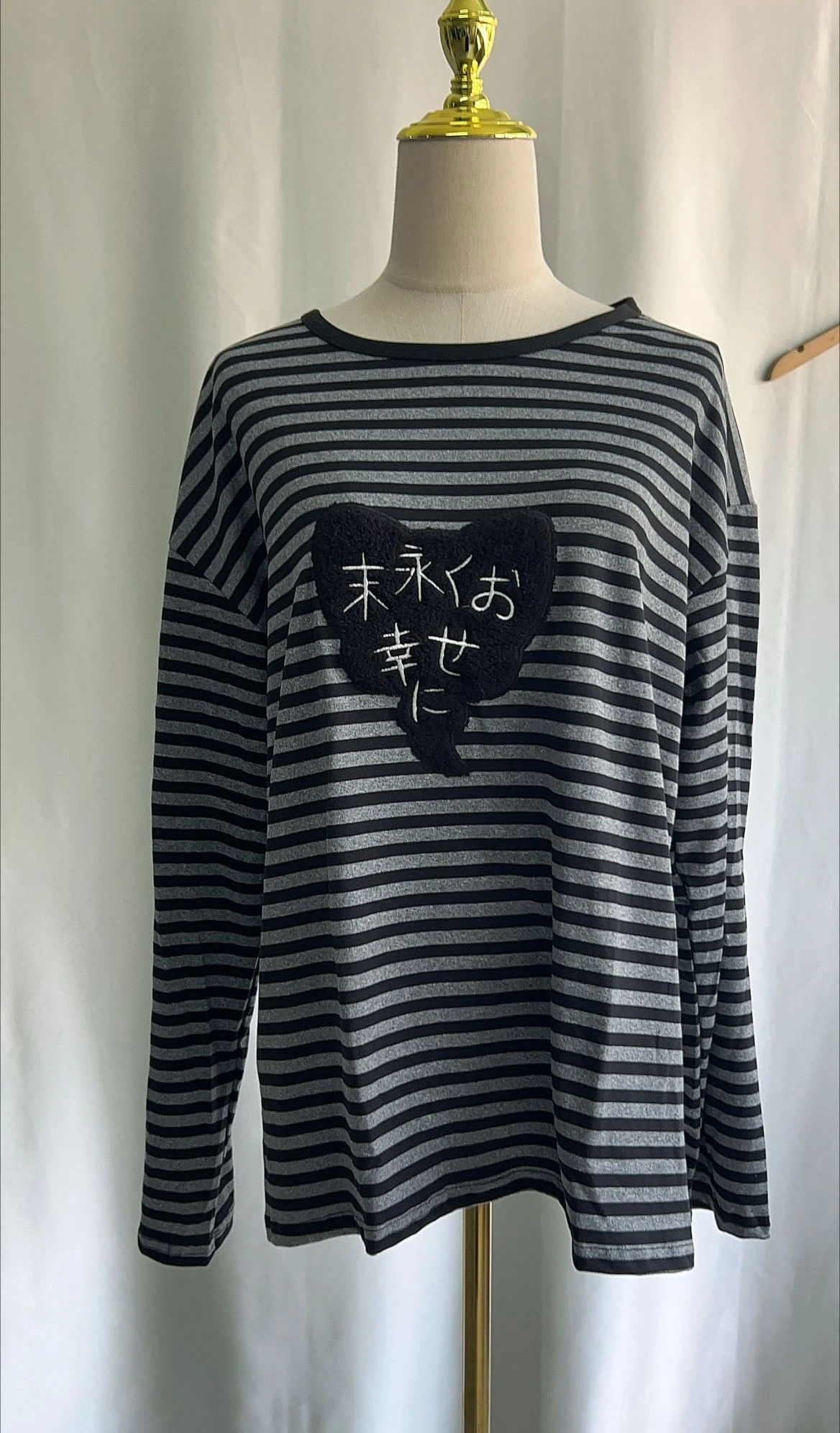 American Punk Vintage O Neck Long Sleeve Shirts All-Match Striped Design Harajuku Embroidery Tops Y2k Aesthetic High Street Tees image 5