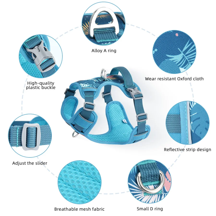 HP510 – Anti-Flucht-Geschirr mit 4-Punkt-Einstellung für Haustiere, Amazon-Hot-Selling, leichtes und dünnes Gurt kann im Sommer verwendet werden.