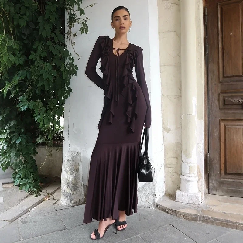 

Beach Cover Up Swim Dress Wear Women For 2026 Ruffled Lace Long Sleeve High Waist Cinching Bikini Bathing Suit Fashion Pareo