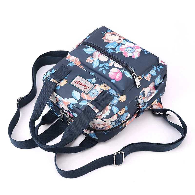 Fashion Floral Pattern Women Small Backpack High Quality Waterproof Fabric Shopping Backpack Pretty Style Girls Daypack SAC