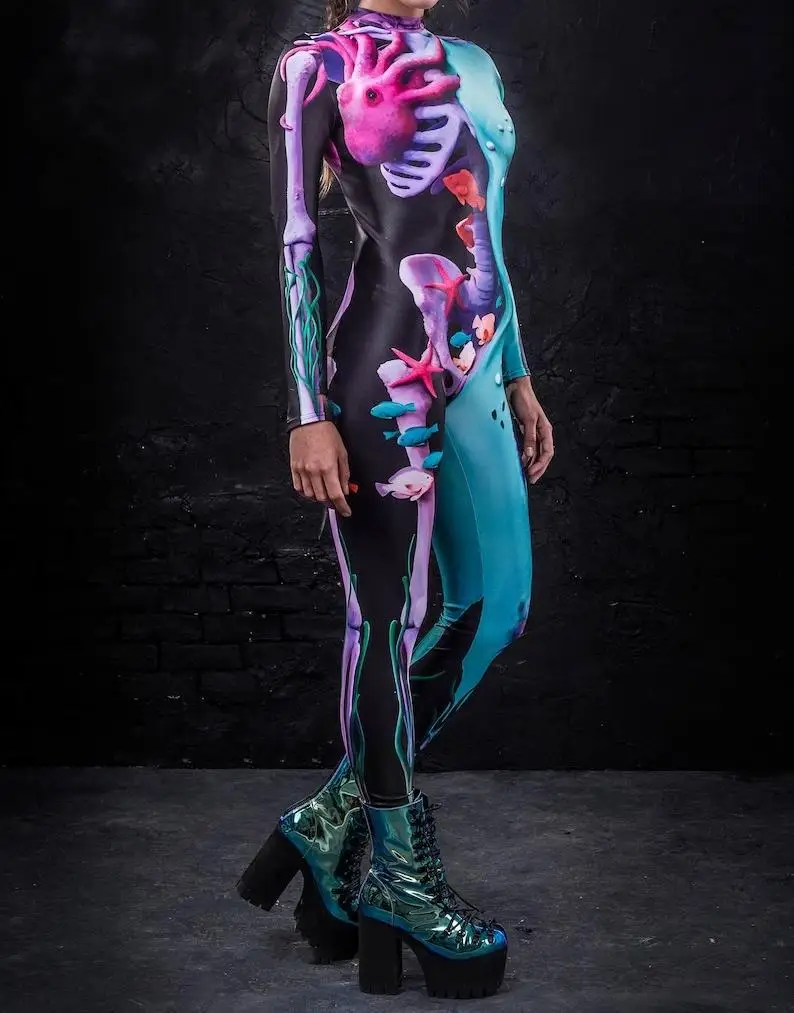 IOOTIANY 3D-Druck Roboter Punk Jumpsuit Catsuit Sexy Damen Cosplay Kostüme Zentai Halloween Bodysuit 2026 – Detail 4