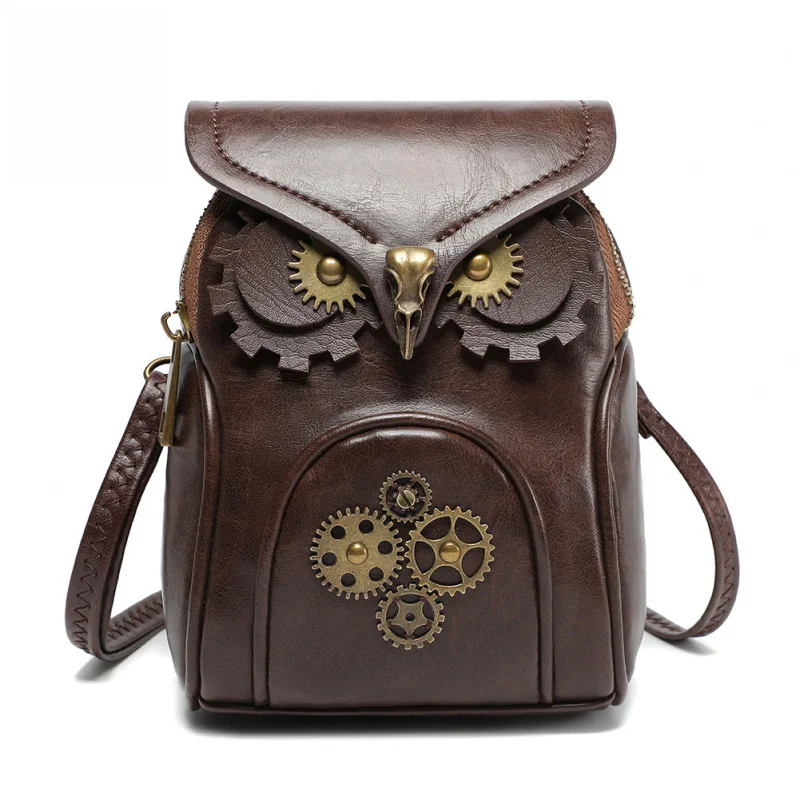 Creative Owl Design Medieval Retro Style Women's Shoulder Crossbody Small Square Bag