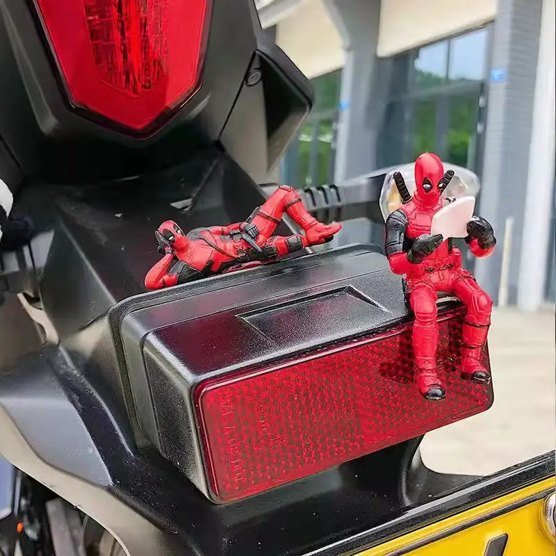 Car Decoration Mini Deadpool Figurines Marvel Doll Model Ornament Scooter Motorcycle Creative Center Console Interior Kids Toys