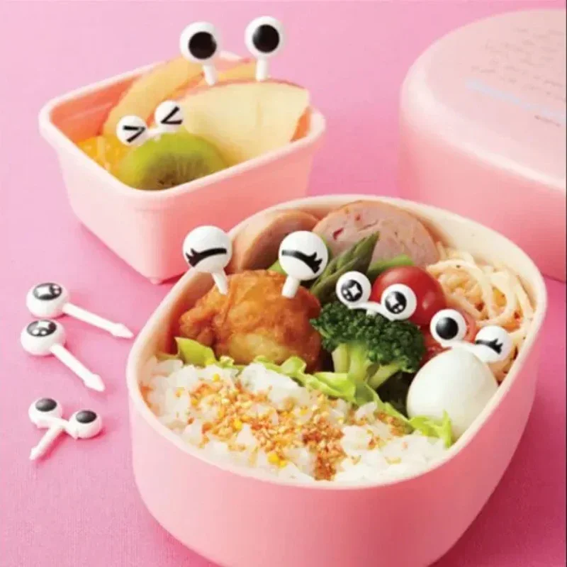 10Pcs/Set Mini Skewers Cute Cartoon Eyes Kawaii Lunch Bento Box Food Fruit Picks Fork Sticks Buffet Sandwich Toppers Decor fork