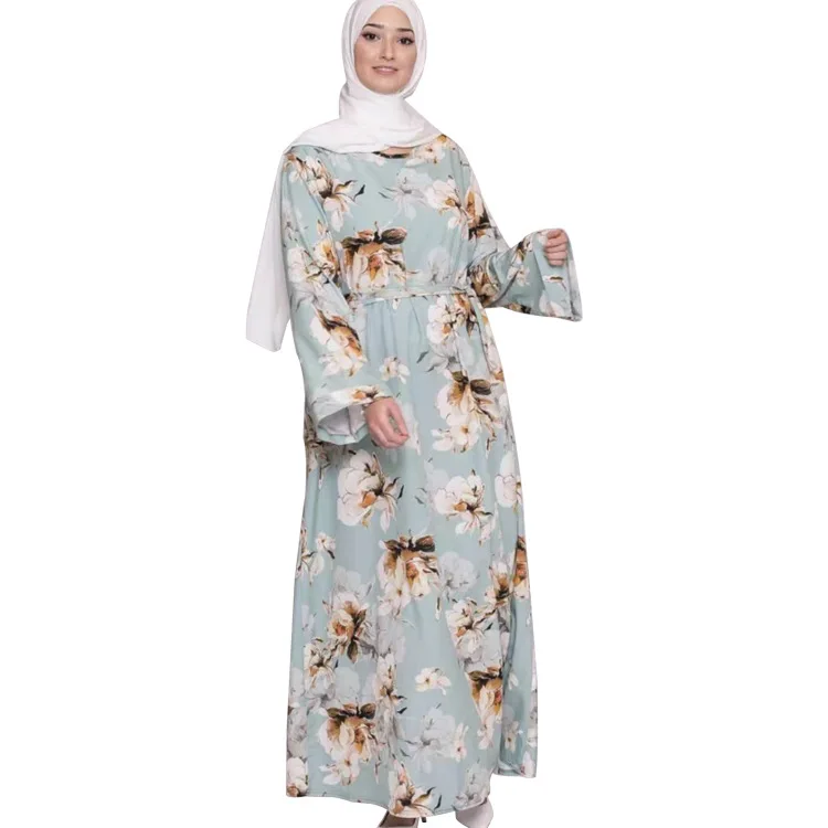 

Musli модное платье Абая Мексиканское традиционное платье с вырезом и цветочным принтом Длинное платье Абая Мусульманская Дубай Исламская одежда