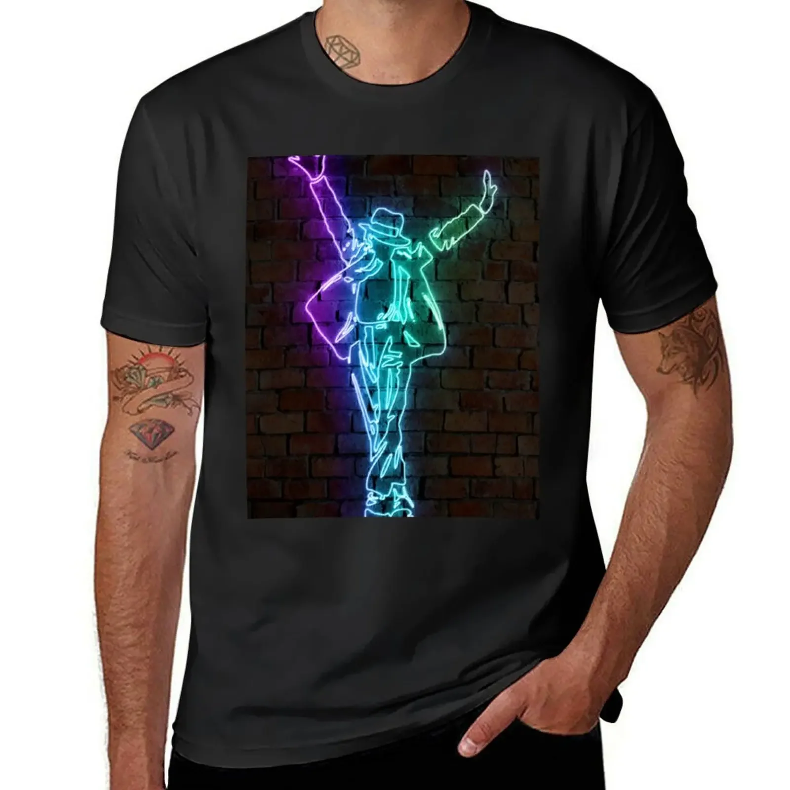 MJ neon art T-Shirt cute tops plain summer clothes mens workout shirts