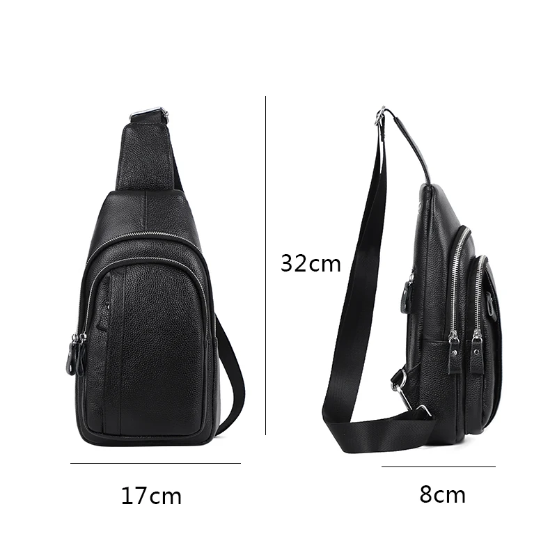 Bolsos cruzados informales de cuero genuino para hombre, bolso de pecho de cuero para hombre, bandolera de hombro pequeña a la moda, bolsos de viaje para hombre