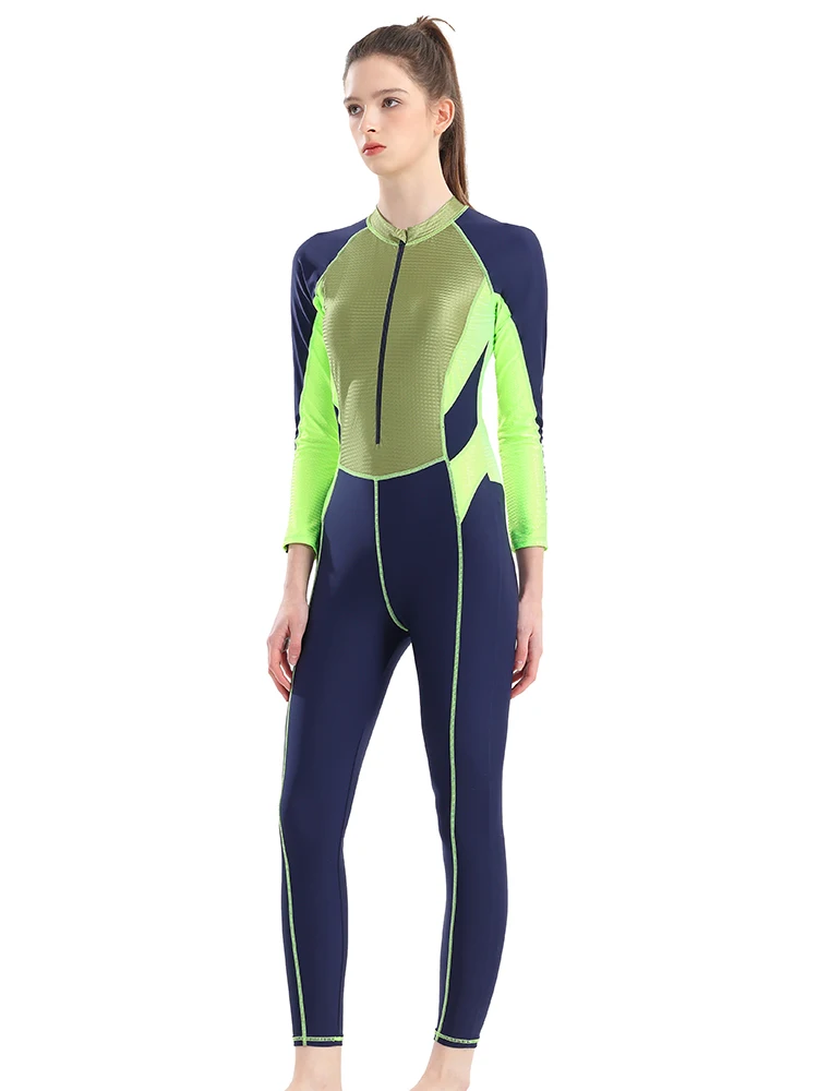 Trisass 2024 New One Piece Women Swimsuit Long Sleeve UV-protective Monokini Long Pants Bodysuit Bathing suit Rash Guards