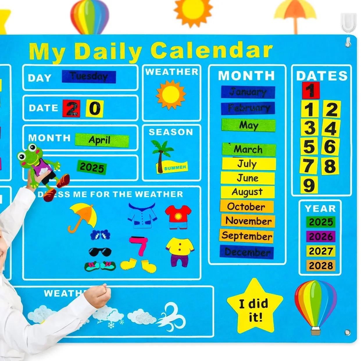 

70 шт., ежедневный календарь на 2025 градусов, фетровая доска объявлений, мой ежедневный календарь, таблица сезона погоды, дни недели, круг, время, доска объявлений