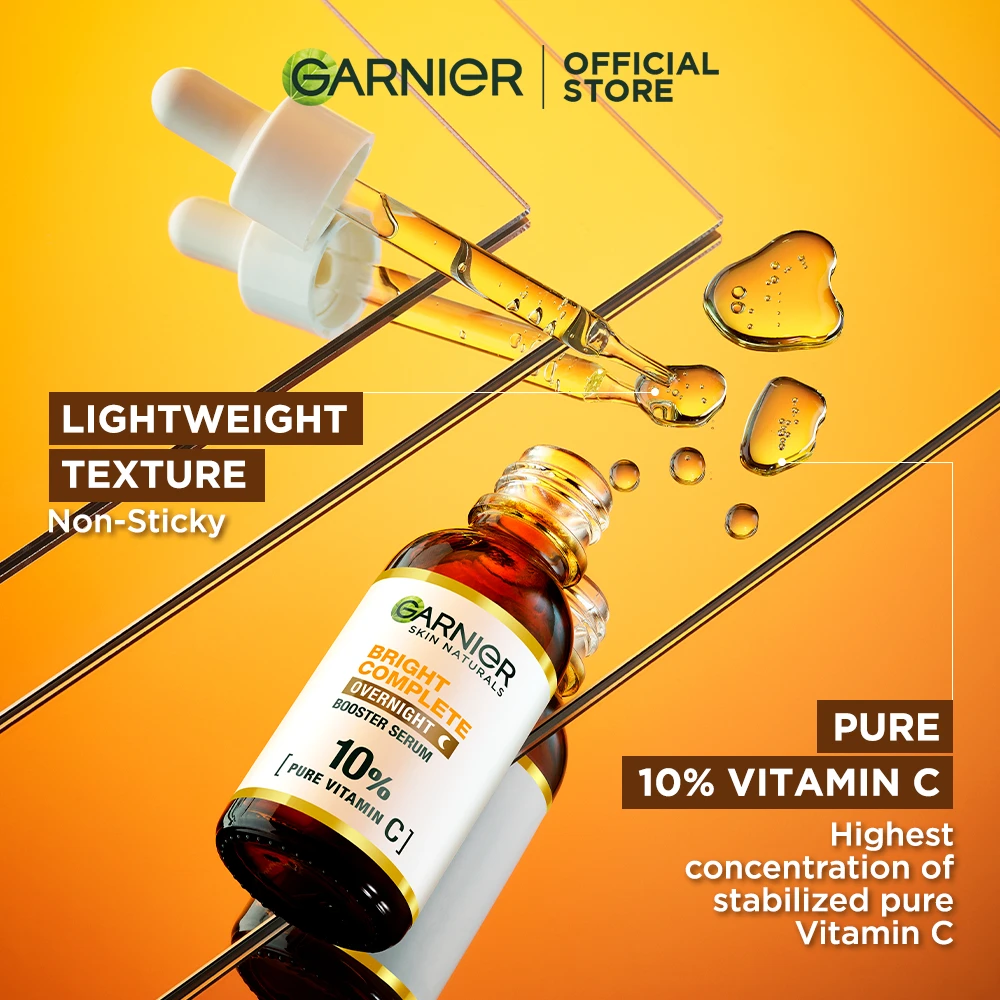 Garnier-suero nocturno antimanchas oscuras para la cara, vitamina 10% pura, ácido hialurónico, antipigmentación y luminosidad, 30Ml