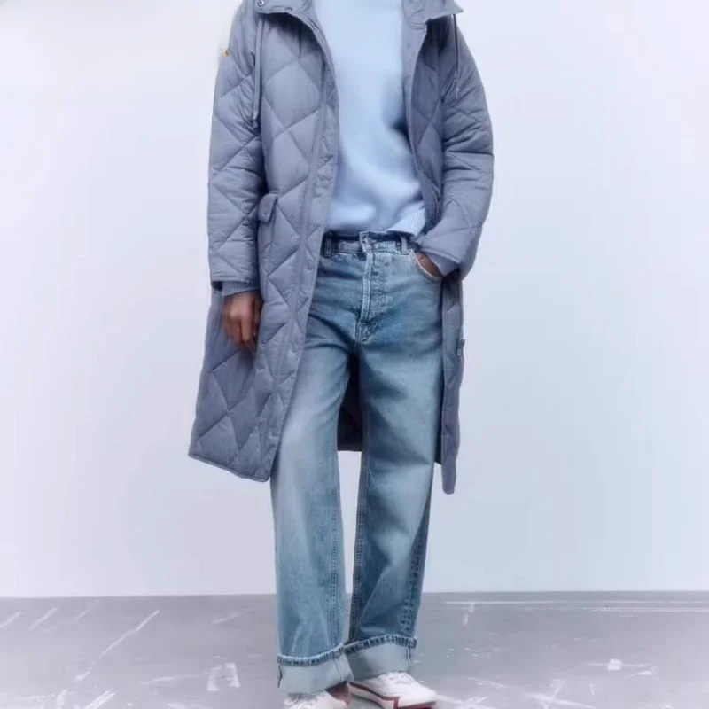 

Faionable повседневное стеганое хлопковое пальто миди с капюшоном, зимнее пальто на молнии, цветное женское платье