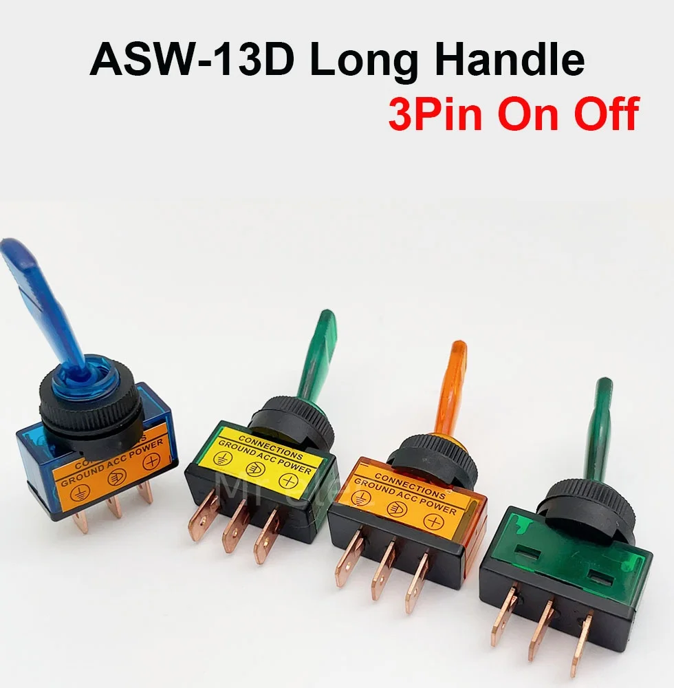 12V 20A  Car  LED Light Toggle Switch 3 Pin SPST ON/OFF Rocker Long handle Switches 62*26*12mm