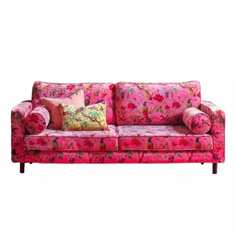 

Y Американский ретро-стиль, цветочный диван, ткань, небольшой блок для гостиной, французская сельская местность, прямой ряд, комбинация