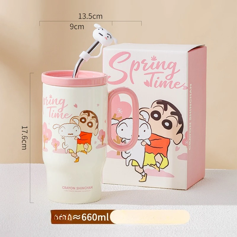 Crayon Shinchan Ceramic Mug with Lid Straw Handle, Large Capacity Creative Unique Cute Coffee Cup, Gift for Home Office Use - Image 4