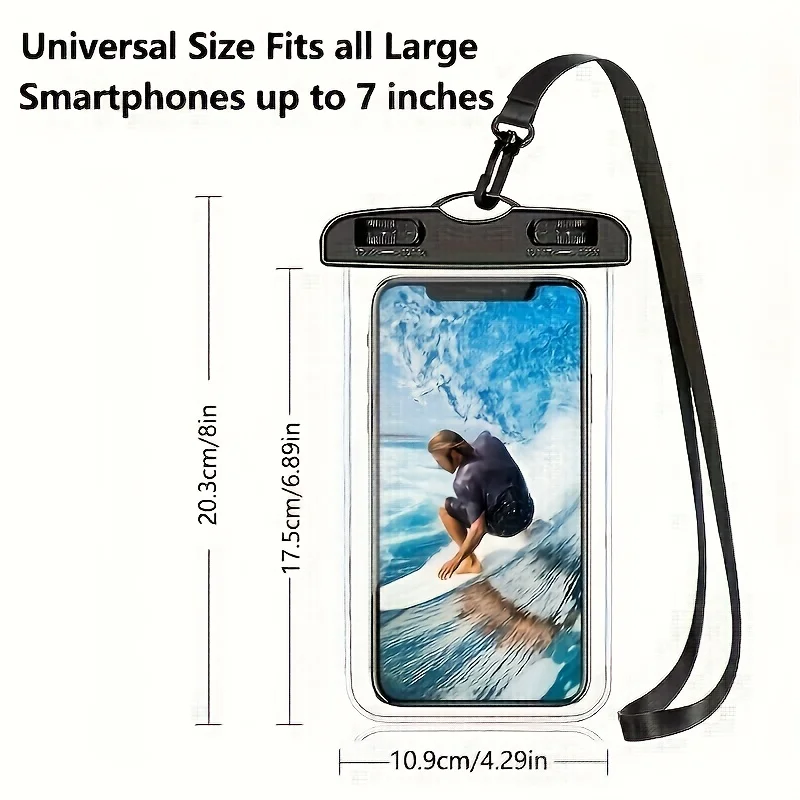 One Waterproof Phone Bag That Keeps Water Out and Ensures Your Phone Remains Safe and Dry. A Universal Waterproof Phone Bag for Use in Beach Diving, Photography, Rafting, with A Transparent Waterproof Phone Cover, Phone Cases, and Phone Accessories.