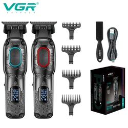 VGR intelligent digital hair clipper relief texture machine height endurance 7000rpm hair salon home carving push shear V-254