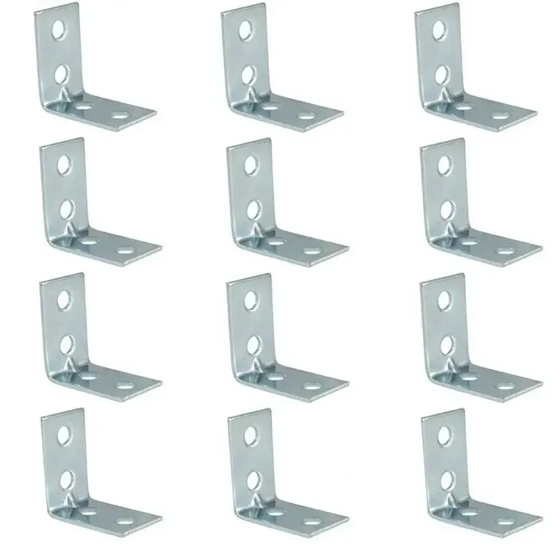 12pcs L-Shaped Metal Corner Brackets Right Angle Braces Drawer Shelf Wall Bracket Furniture Hardware Fixing