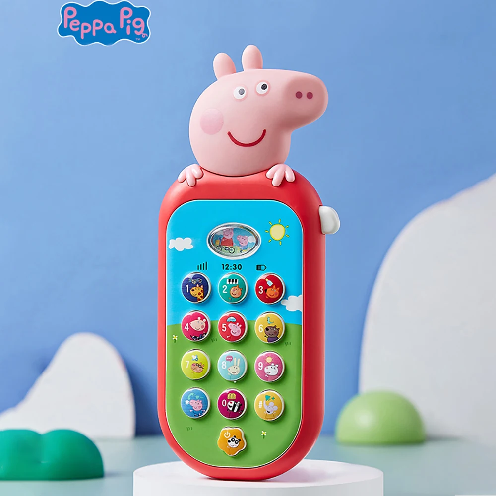 Peppa Pig Peggy Children's Toy Mobile Phone Peggy George Model Puzzle Toy Baby Bite Early Education Simulation Music Phone Gifts