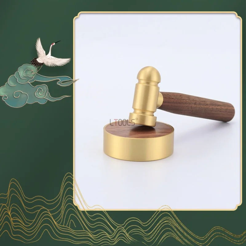 Mini Brass Hammer with Wood Handle Multifunctional Hand Mallet for Walnut Cracking Golden Egg Smashing Light‑Duty Striking Work