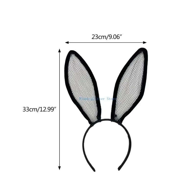 652B Bunny Ears Hoofdband Easter Rabbit Ears Leuke mode cosplay kostuumaccessoires voor volwassenen één zwart of wit