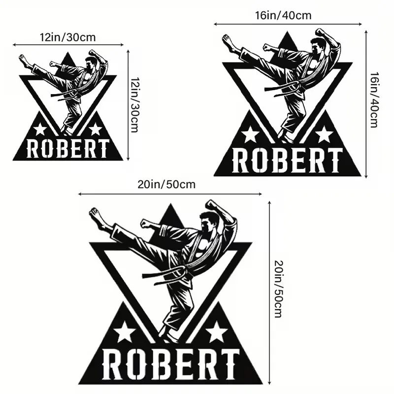 Customizable Martial Arts Metal Wall Sconce - Personalized Taekwondo Karate Sign, Ideal for Boys' Room Decor, Gift for Him