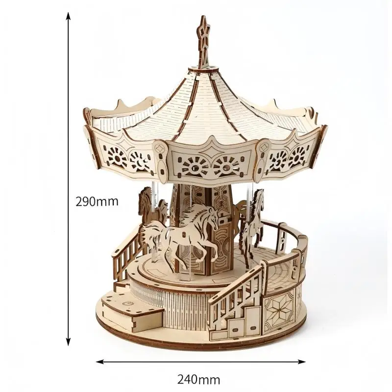 NEUES 3D-Karussell-DIY-Set aus Holz, rotierendes Puzzle für Erwachsene und Teenager, STEM-Spielzeug, Geschenk, Heim-Schreibtisch-Dekoration, Bastelmodellbausätze