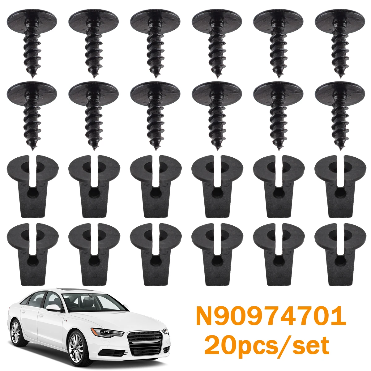 Motor Car Tampa Clips, Undertray Splashguard, Arco da roda, Parafuso Torx, Retainer Fastener Parafuso, Universal para VW Audi N90974701, 20x