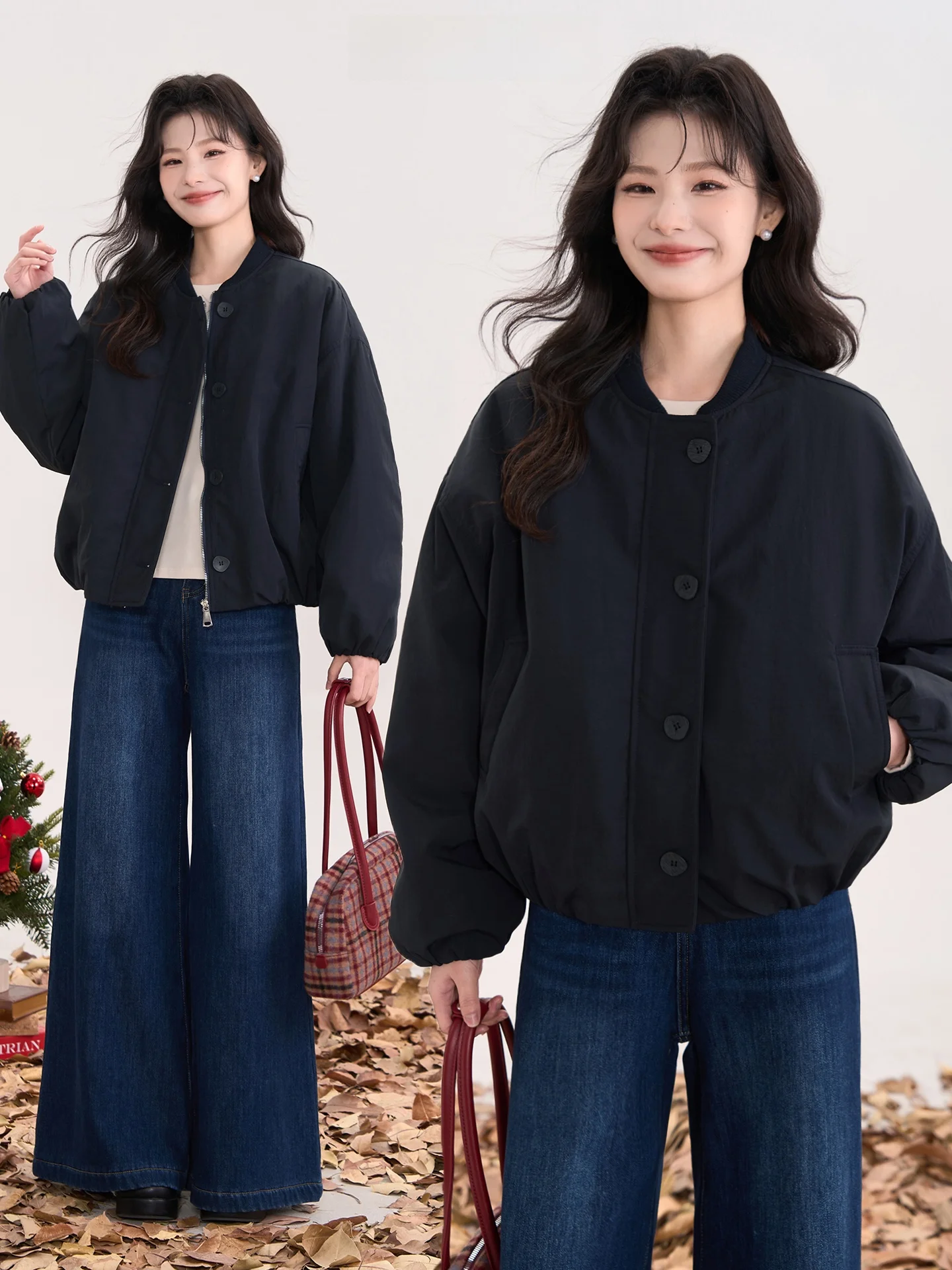 

Heme Thiened Fce Lined Baseball Jaet Women's Winter Casual Coat Oversize Nylon Long Sve Warm Outerwear