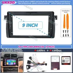 For 1999-2005 BMW E46 9inch 2 Din Car stereo radio Android frame panel fascia cable MP5 harness adapter dashboard decoder canbus