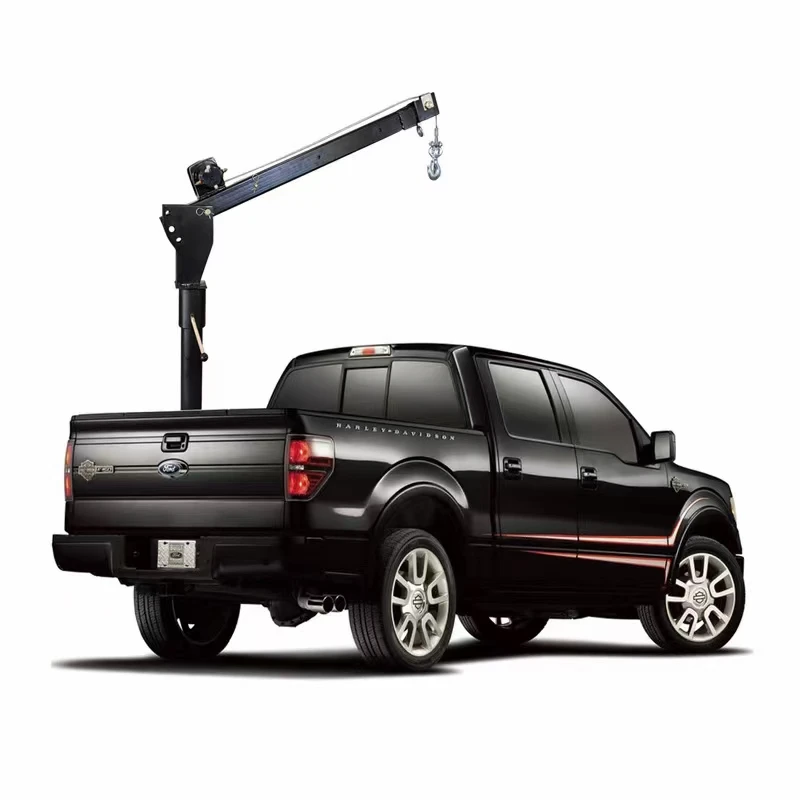 Engine Shop Pickup Truck Crane With Cable Winch 2000lbs 900kg Mini Mobile Mounted Swivel Hydraulic Foldable