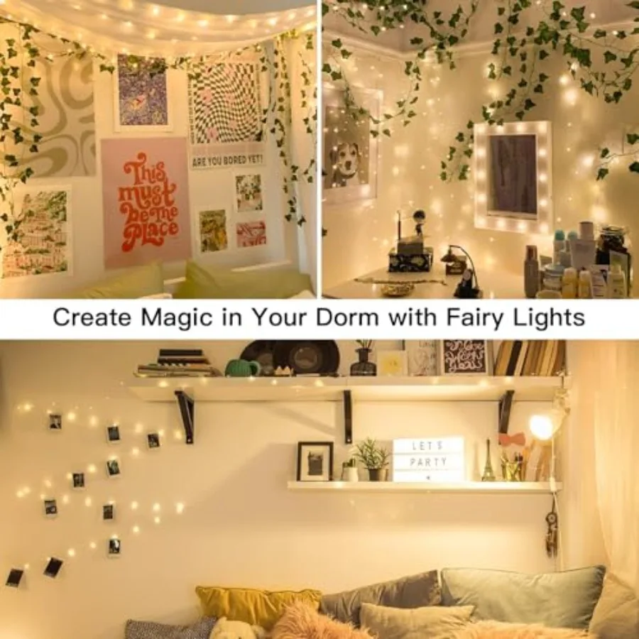 66Feet 200 LED Outdoor String Lights, Fairy Lights Battery Operated with Remote, Twinkle Lights Battery Operated for Bedroom, D view 4