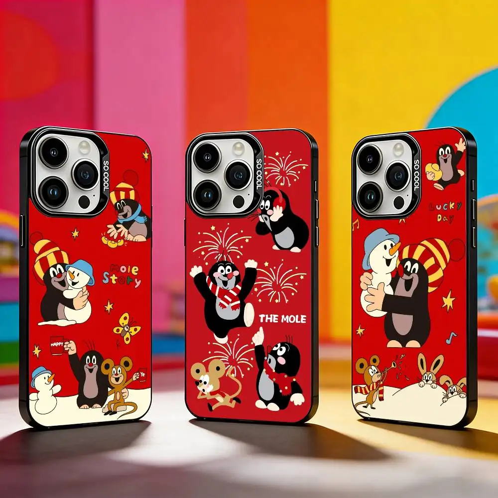 

Cartoon cute Little M-Mole Phone Case For iPhone 17,16,15,14,13,12,11 Plus,Pro Max,XS,Colored silver phone case