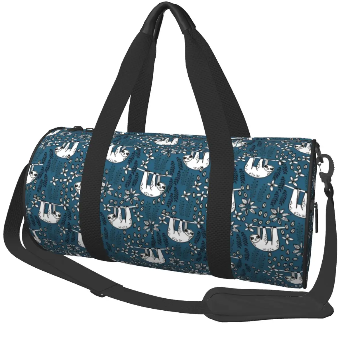 Gym Bag Sloth Floral Doodle Sports Bag Large Capacity Male Female Waterproof Pattern Handbag Cute Travel Training Fitness Bag