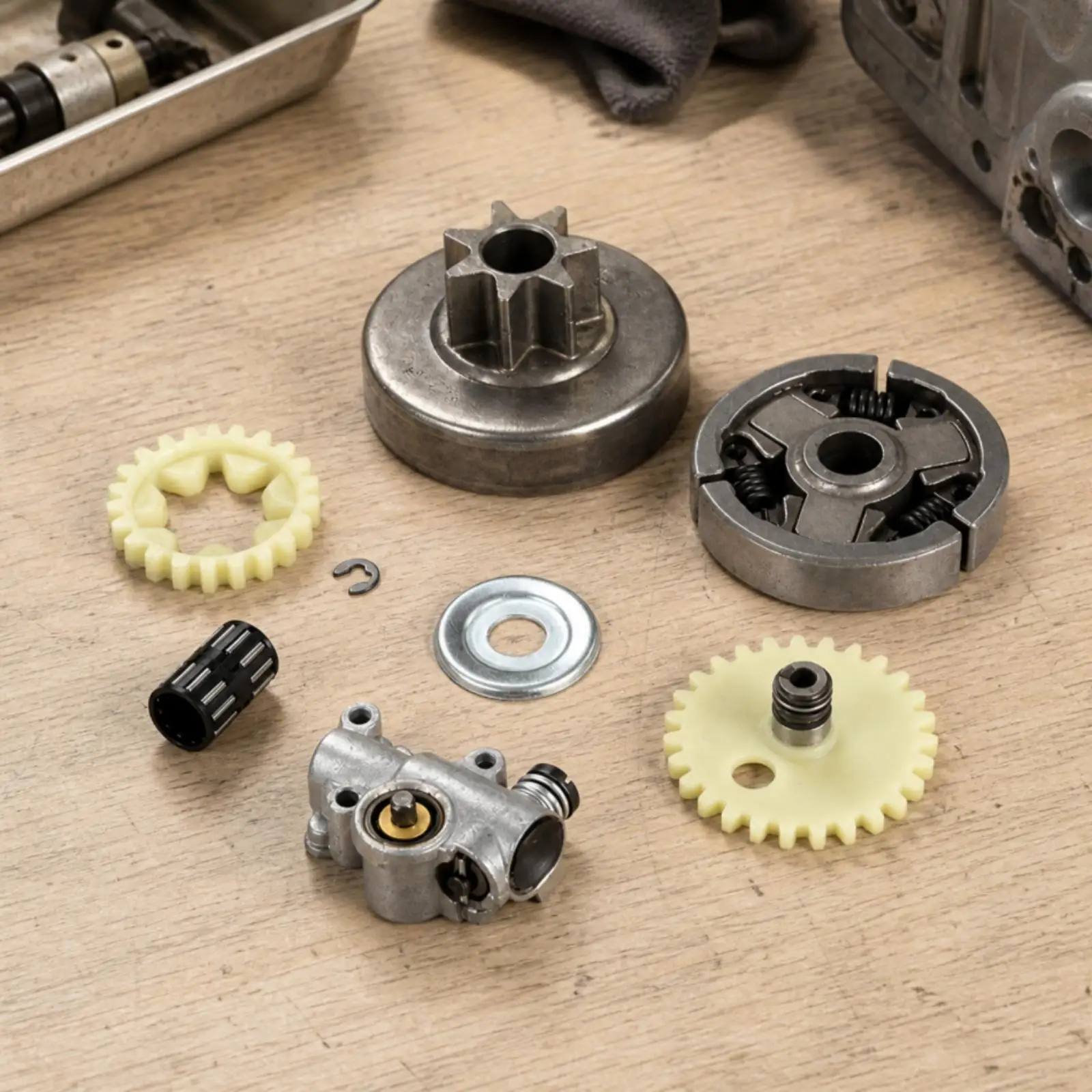 Metal Chainsaw Oil Pump Kit for MS038 Engine Saw Clutch Sprocket Bearing Drive Gear Workshop Servicing Parts