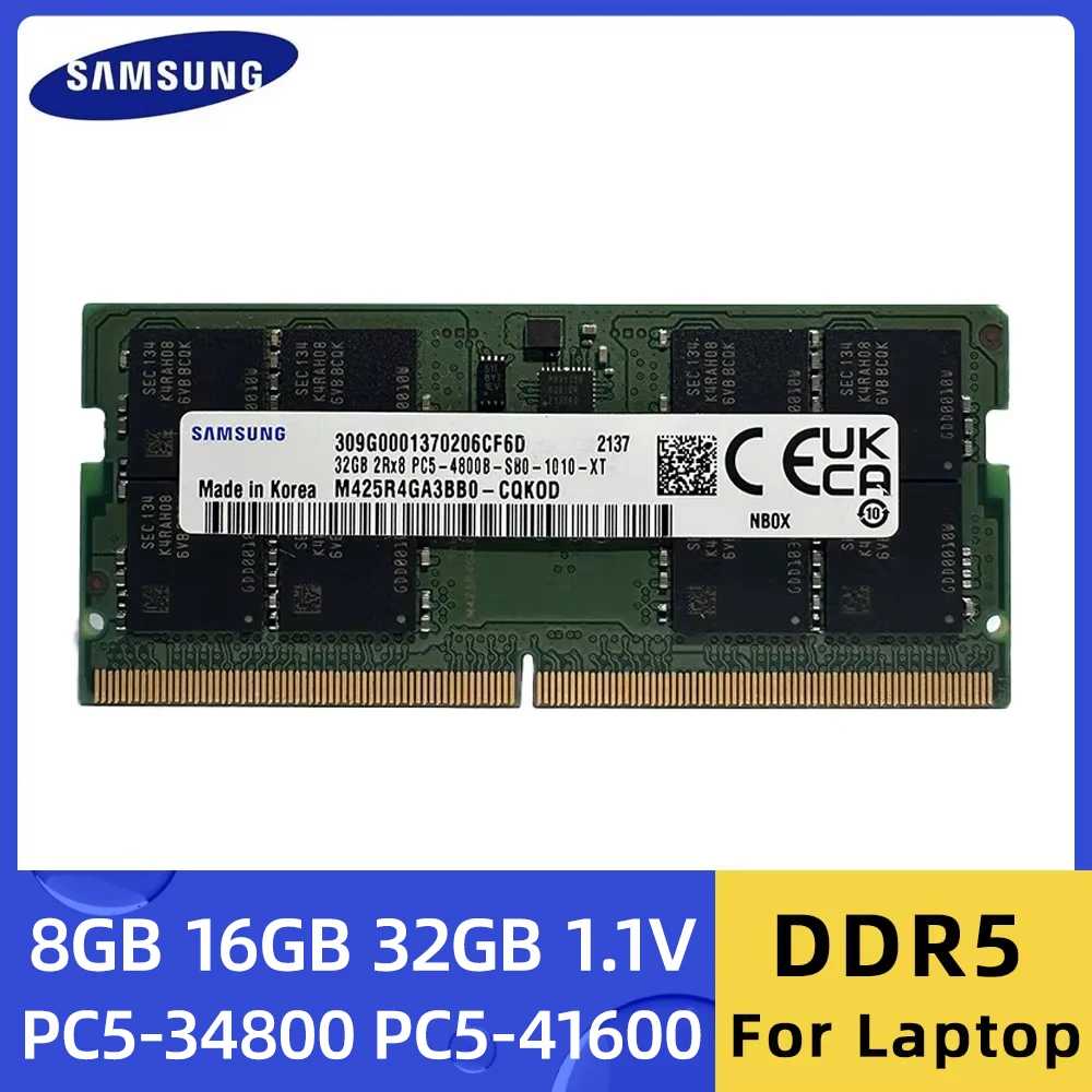 

Samsung Memoria Ram DDR5 8GB 16GB 32GB 4800MHz 5600MHz PC5-34800 PC5-41600 262 Pin for Laptop Notebook Computer RAM