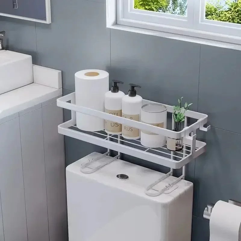 Over The Toilet Shelf Toilet Storage 1Tier Bathroom Organizer Shelves,Multi-function Paper Holder Basket No Drilling Space Saver