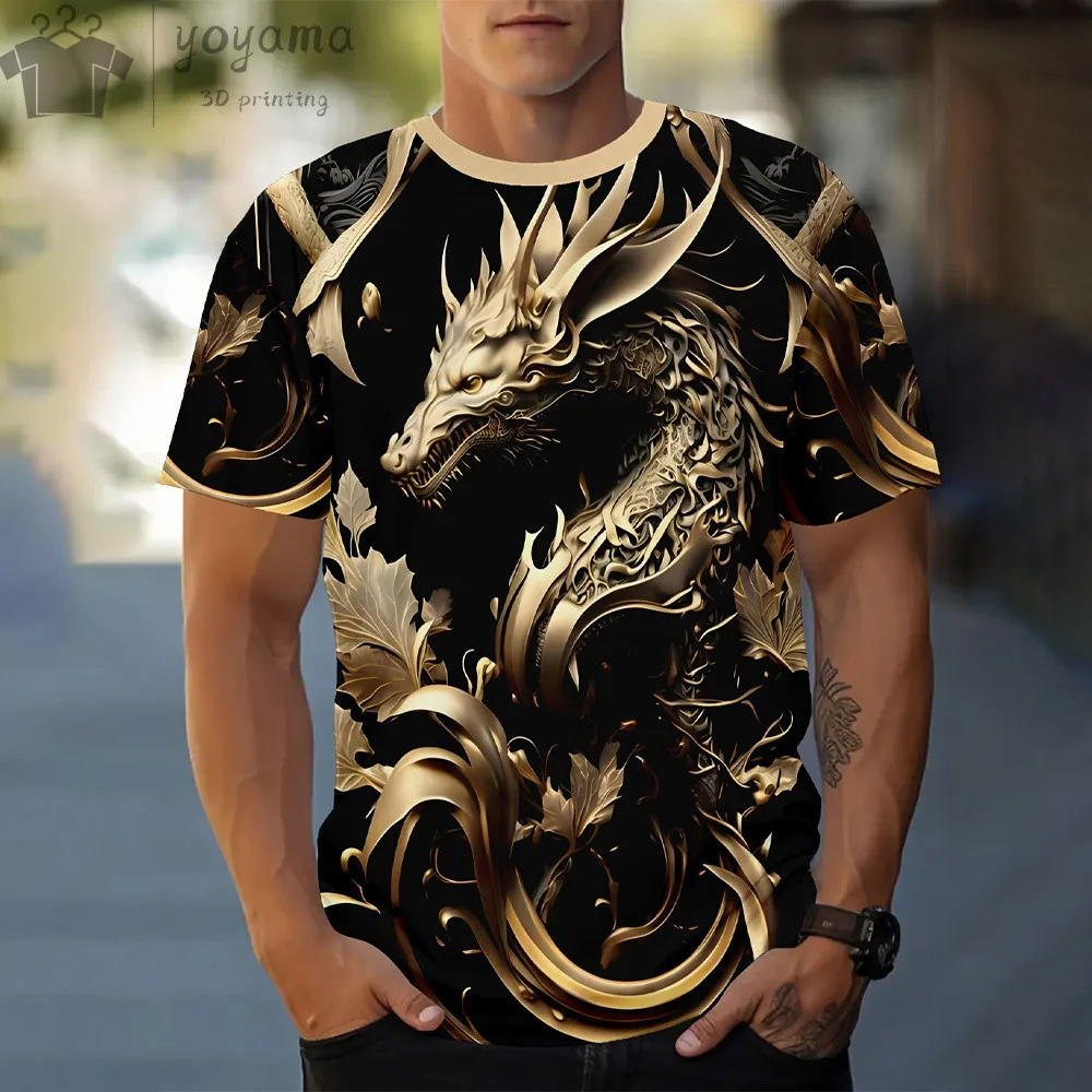 Men\'s Dragon T-shirt Fashion 3d Printed T Shirt Animal Pattern Short-sleeved Oversized Streetwear Tees Summer Casual Men\'s Tops