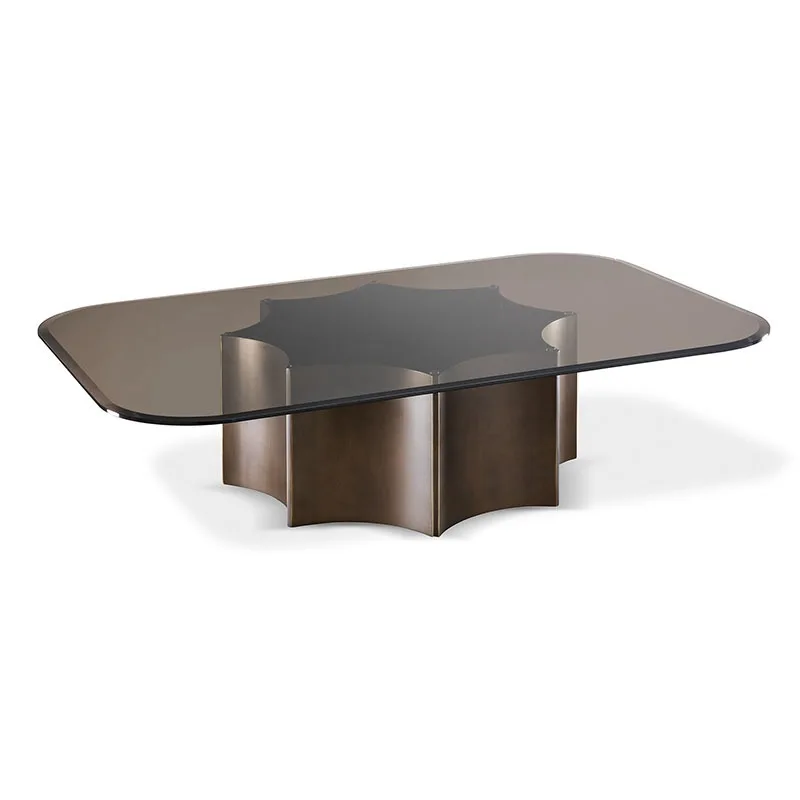 

Italian light luxury coffee table modern minimalist square glass countertop designer creative personality metal stainless steel