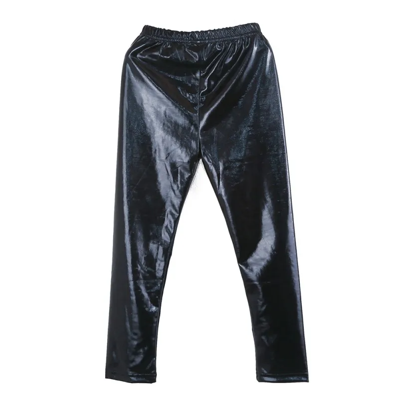 Spring Autumn Girls Pants Party Kids Clothes Glossy Metallic Elastic Leggings Dance Pants Hip Hop Trousers Dancewear Sweatpant