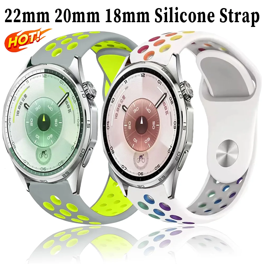 22mm 20mm 18mm Silicone Strap For Huawei Watch 5 GT6-5-4 GT6-5 Pro 46mm Sport Breathable Band Huawei Watch 4 4Pro 3/GT6-5-4 41mm