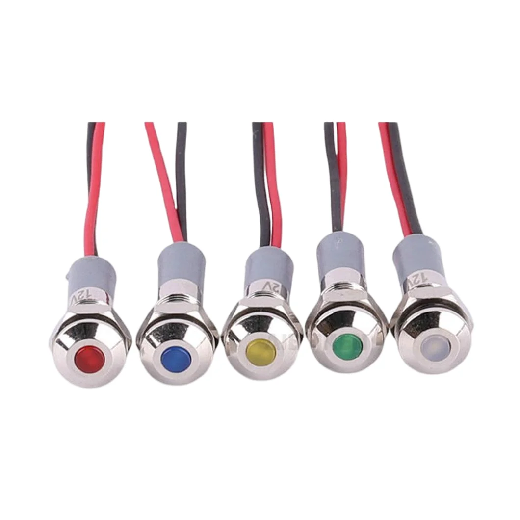 6MM Flat/Ball Surface Waterproof Metal Indicator Light LED Signal Pilot Light 3-6V/12-24V/110V/220V with 150MM Cable