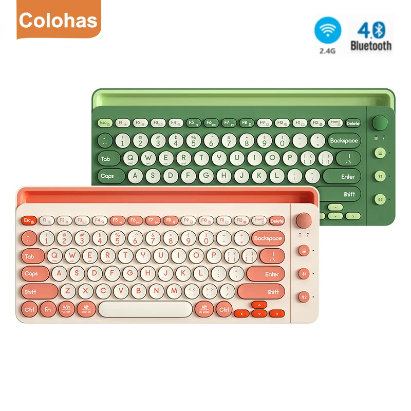 

COLOHAS USB 2.4G+Bluetooth Keyboard for iPad Phone Tablet Card Slot Rechargeable Wireless Keyboard Korea+English Multi-device