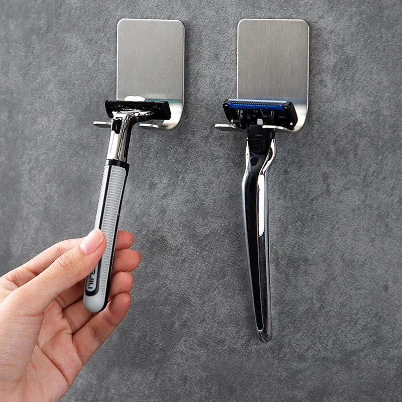 1/2 Pcs Schlag Kostenloser Razor Halter Lagerung Haken Wand Männer Rasieren Rasierer Regal Bad Gestochen Rack Wand Bad Zubehör