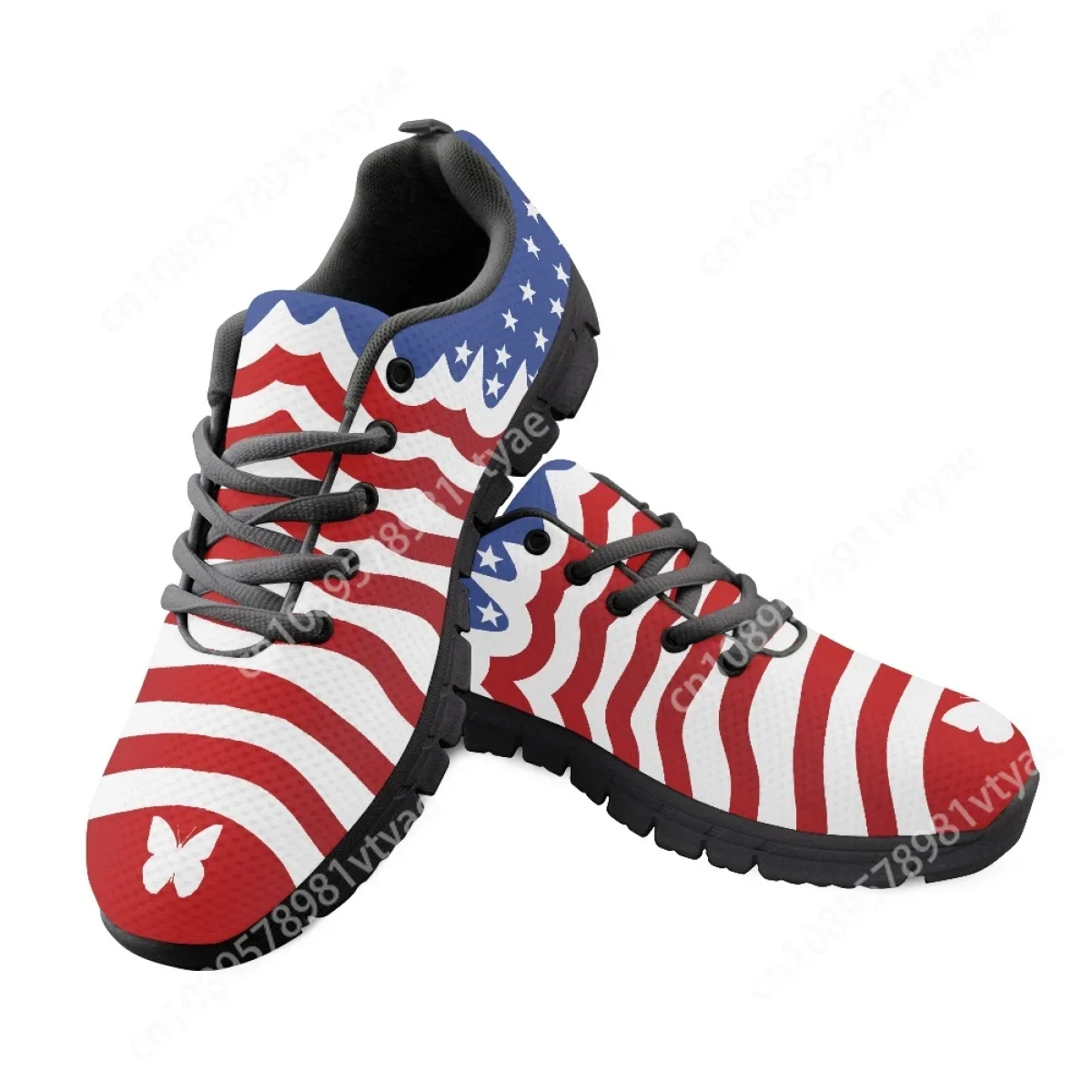 

Custom Made Hot Sale Men Sneakers Comfortable Women Casual Shoes Breathable American Flag Print Light Flat Shoes Big Size 35-45