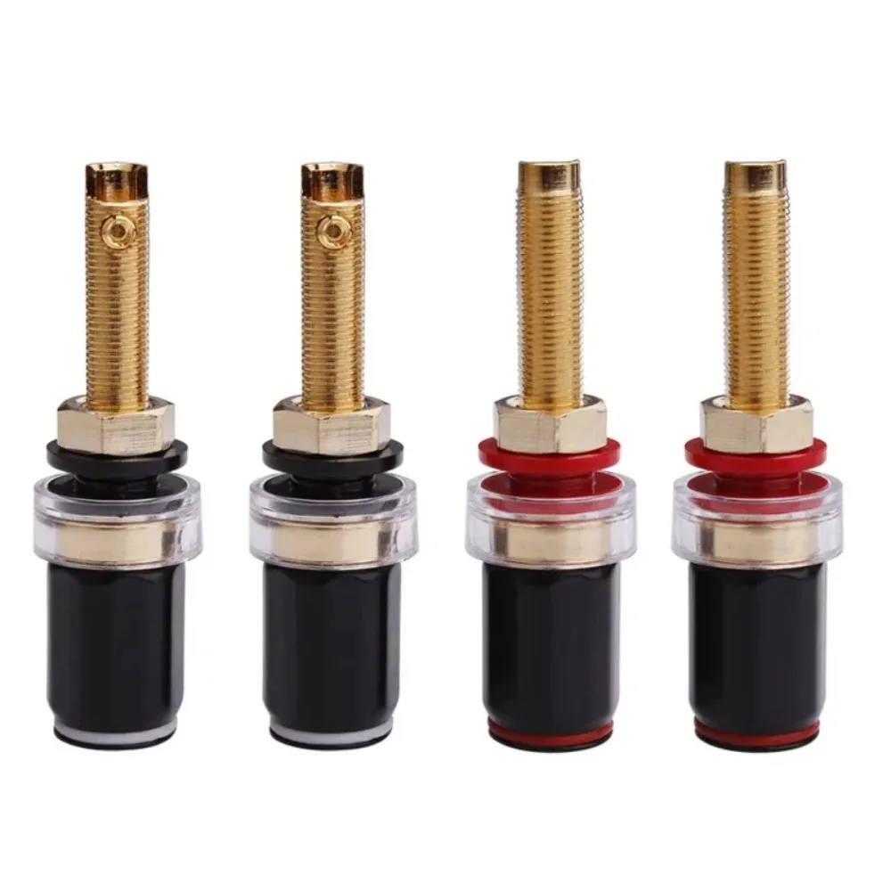 4Pcs Gold Plated Pure Copper Binding Post No Welding Speaker Terminal for 4mm Banana Plug Amplifier