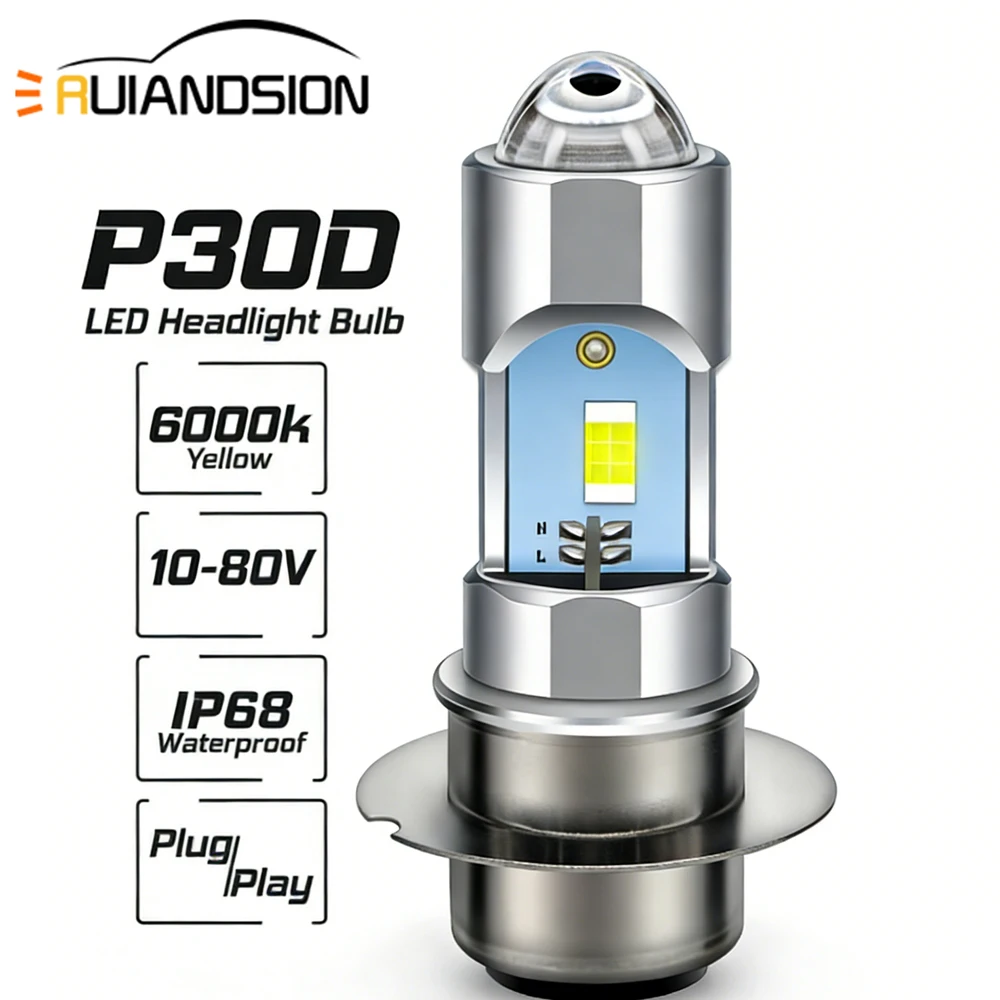 

P30D Motorcycle Headlight Upgraded LED Kit For BMW For Suzuki For Honda Moped High Performance Floodlight Headlamp Hi/Lo Beam